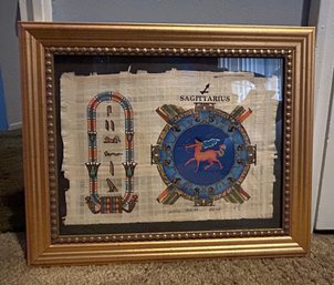Framed Egyptian Sagittarius Birth Month Painted On Papyrus