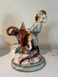 Porcelain Mouse Playing Organ Riding An Elephant Statue