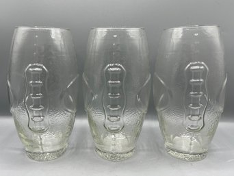 Libbey Football Shaped Tumbler Glasses - 3 Pieces