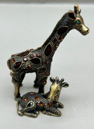 Giraffe Jewel Encrusted Trinket Box Enameled Hinged