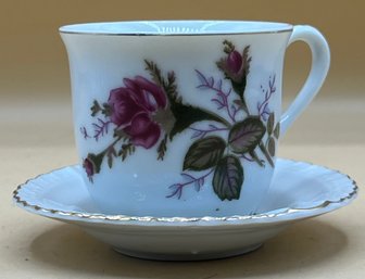 L & M Bone Fine China Made In Japan Pompadour Rose Tea Cup And Saucer