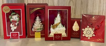 Lenox Holiday Ornaments - 5 Pieces