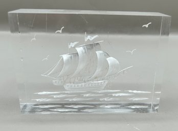 3D Laser Engraved Acrylic Clipper Ship