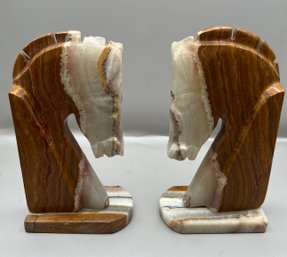 Marble Horse-head Book Ends