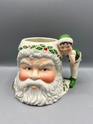 Lenox Holiday Santa & Elf Toby Mug With Box
