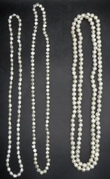 Continuous Strand Cultured Cultured Pearl Necklaces - Lot Of 3