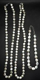 Round Flat Cultured Pearl With Sterling Silver 925 Clasps - Lot Of 3