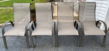 Stacking Patio Sling Chairs, Lot Of 4