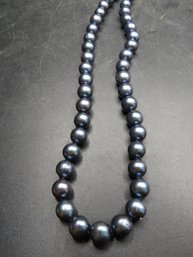 Gray Faux Pearl Necklace With Sterling 925 Clasp