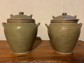 Stoneware Pottery Lidded Jugs - 2 Pieces