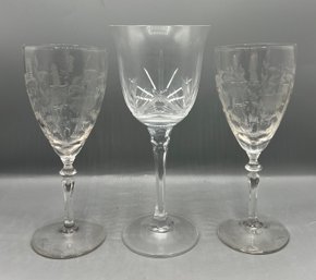Assorted Crystal Glasses - 3 Pieces