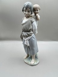 Lladro Porcelain Figurine Mother And Child Piggyback