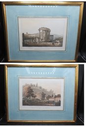 Temple Of Remus & Romulus/Temple Of The Sibill At Tivoli Framed Set Of 2