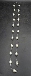 Freshwater Pearl & Crystal Beads With Sterling Silver 925 Clasp Necklace