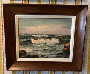 Frank Ferruzza Artist Signed Crashing Waves Painting Framed