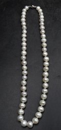 Freshwater Pearl Necklace With Sterling Silver 925 Ball-shaped Clasp