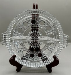 Indiana Glass Windsor Button & Cane Divided Serving Serving Dish