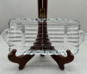 Art Deco Clear Glass Rectangular Serving Dish