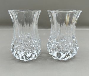 Cristal D'arques Crystal Violette Vases Made In France - 2 Piece Lot