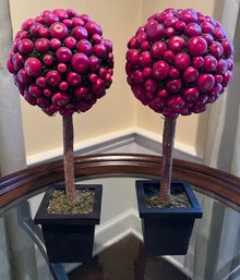 Faux Apple Topiaries Mantle Decor - 2 Piece Lot