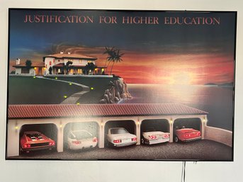 Neon Light Accent Poster Justification For Higher Education, Circa 1990
