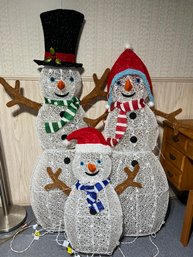 Home Accents Holiday 3 Piece Icicle Shimmer LED Snowman With Box