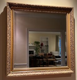 Gold Painted Beveled Mirror Framed