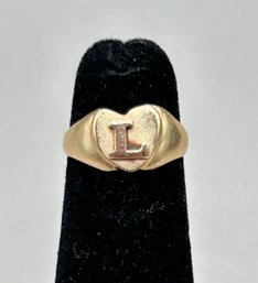 14k Solid Yellow Gold Initial Ring, 2.3g