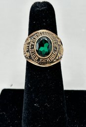 Jostens 10k Green Stone High School Class Ring, 10.5g