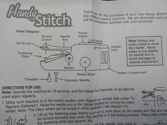 Idea Village Handy Stitch Deluxe Handheld Sewing Machine - New In Box