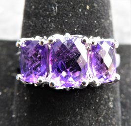 Sterling Silver 925 Ring, Amethyst Simulant - Size 11