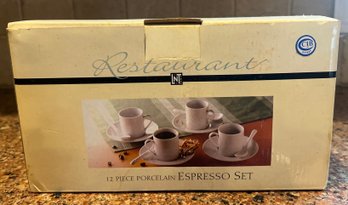 Restaurant Porcelain Espresso Set 12 Piece New In Box