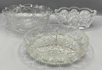 Glass Decorative Serving Bowls - 3 Pieces