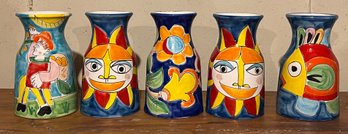 La Musa Italian Hand Pained Vases - 5 Pieces