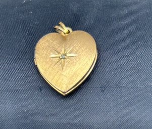 14k Gold Diamond Star Heart Locket, Engraved 'lori' 2.8g