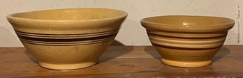 Antique Yellow Ware Mixing Bowls - 2 Pieces