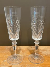 Galway Irish Crystal Bride & Groom Champagne Glasses - 2 Pieces