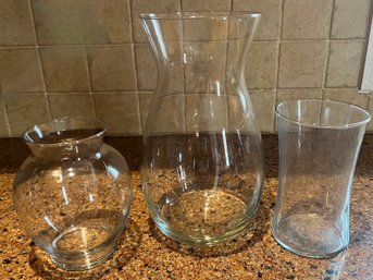 Glass Clear Vases - 3 Piece Lot