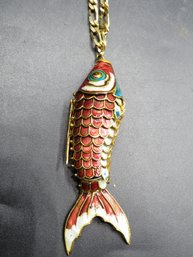 Monet Enameled Koi Fish Necklace