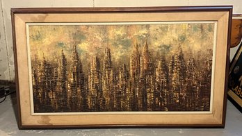 Artist Signed Cityscape Painting Framed