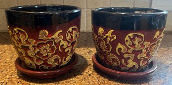 Glazed Ceramic Pots - 2 Pieces