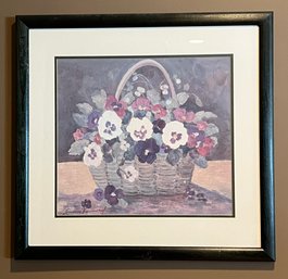 Lanny Barnard Basket Of Flowers Print Framed
