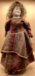 Vintage Wooden Doll In Multicolor Dress