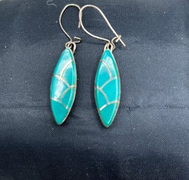 Sterling Silver Turquoise Earrings, 0.11ozt.