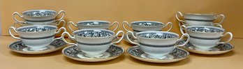 Wedge Wood China Florentine Tea Cups And Saucers Pattern # W4312, 16 Piece Lot