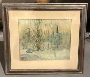 Winter Scene Watercolor Print