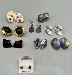 Assorted Retro Earrings, 9 Pairs Of Earrings