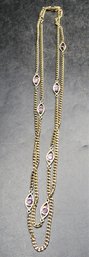 Costume Jewelry Evil Eye Gold-tone Necklace With Pink Stone