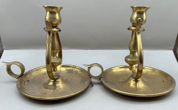 Vintage Seaport  Brass Candlestick Holders, 2 Piece Lot