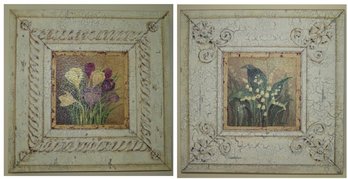 K. White Vintage Crocus & Vintage Lily Of The Valley Framed Wall Decor - Set Of 2